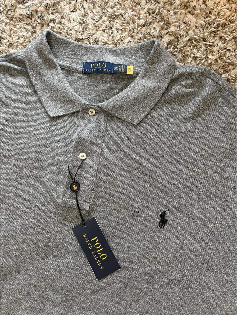 Polo Ralph Lauren Mens Custom Slim Fit Iconic Mesh Polo Shirt Gray 2XLT NWT $125 - Picture 7 of 11